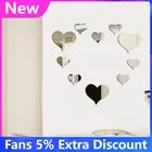 Горячая Распродажа золотистые Серебристые 3D зеркальные настенные наклейки в форме сердца настенные украшения для DIY детской комнаты домашний декор для вечерние ринки свадьбы