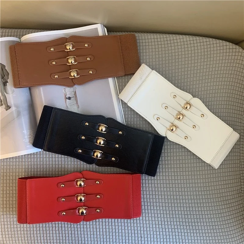 

Super Wide Waist Belt for Women PU Leather Slimming Body Ladies Dress Belt Elastic White Black Corset Belt Female Waistband