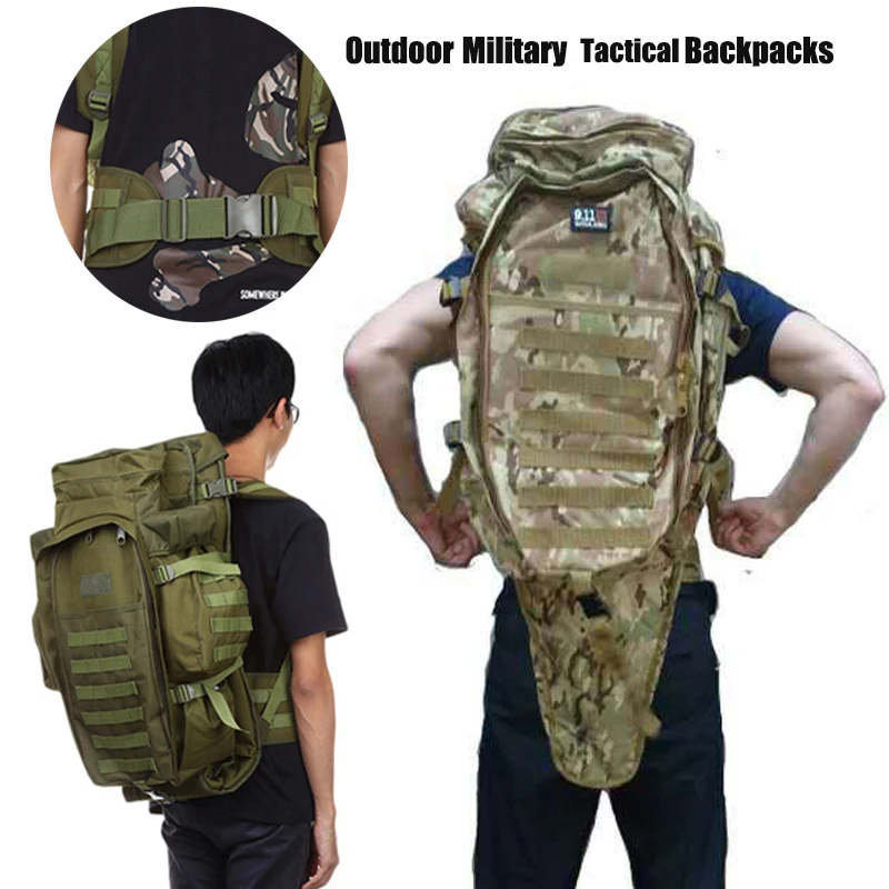

Hot 60L Outdoor Waterproof Military Backpack Pack Rucksack Tactical Bag For Hunting Shooting Camping Trekking Hiking Traveling