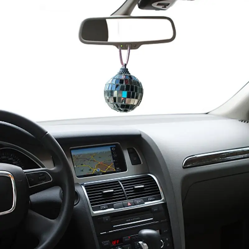 

Mini Disco Ball Ornament 6 Pcs 2.4 Inches Small Disco Ball Decor Car Interior Decoration Charm Crystal Ball Car Rear View Mirror