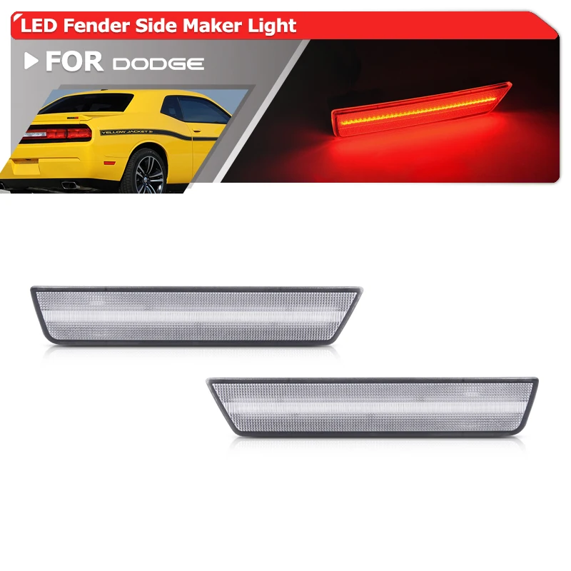 

2x For Dodge Challenger 2008-2014 Charger 2011-2014 Rear Red Led Side Marker Lights Auto Fender Flare Lamps