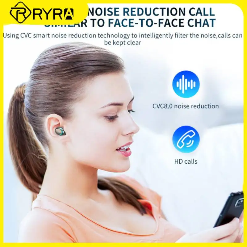 

RYRA WIFI V5.0 Sports Earphones With Mic LED Power Digital Display 32Ω Headphones Wireless Micro USB Charging Earphone Headset