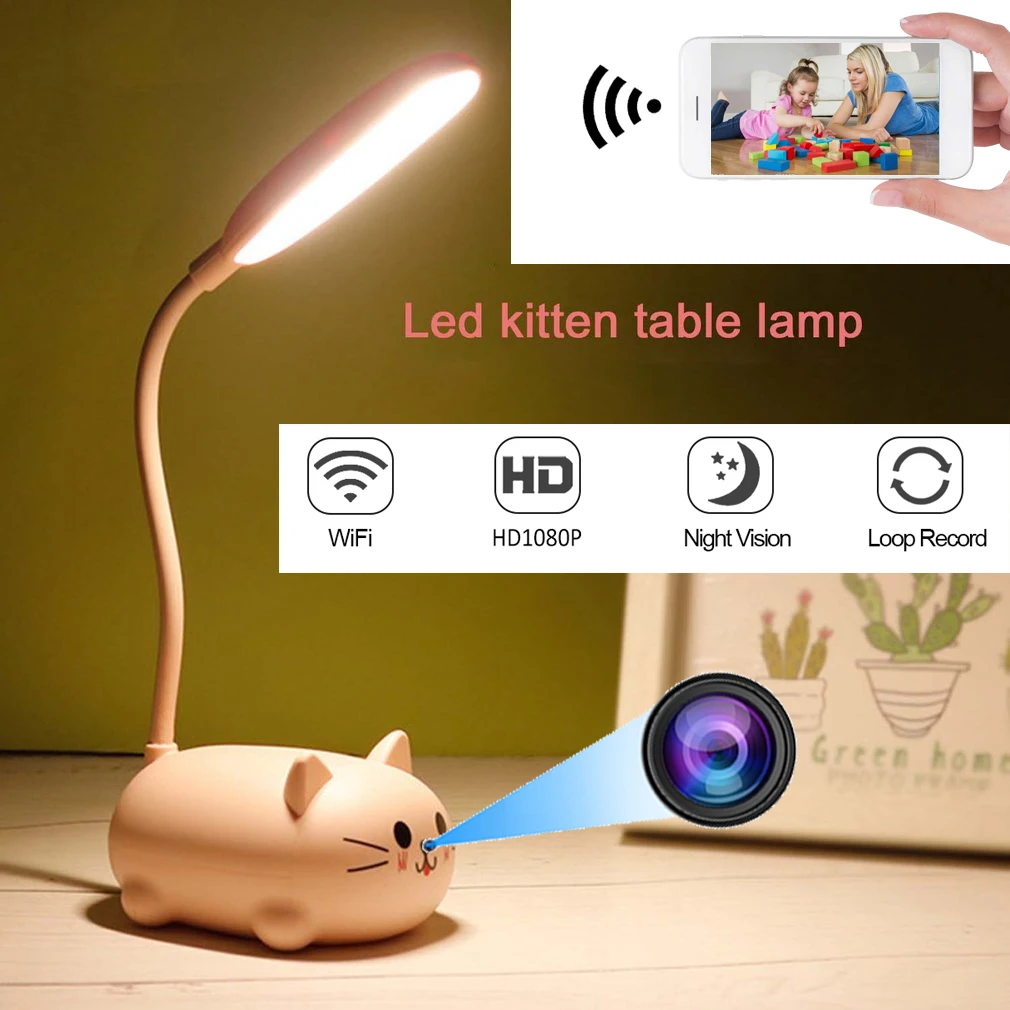 

1080P Monitor Mini Camera Cartoon Cute Pet Animal Pet Usb Led Table Night Light Wireless Sensor Audio Video Recorder Camcorders
