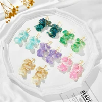 new trendy colorful transparent acrylic flower tassel earrings for women 2022 summer jewelry resin earings wholesale