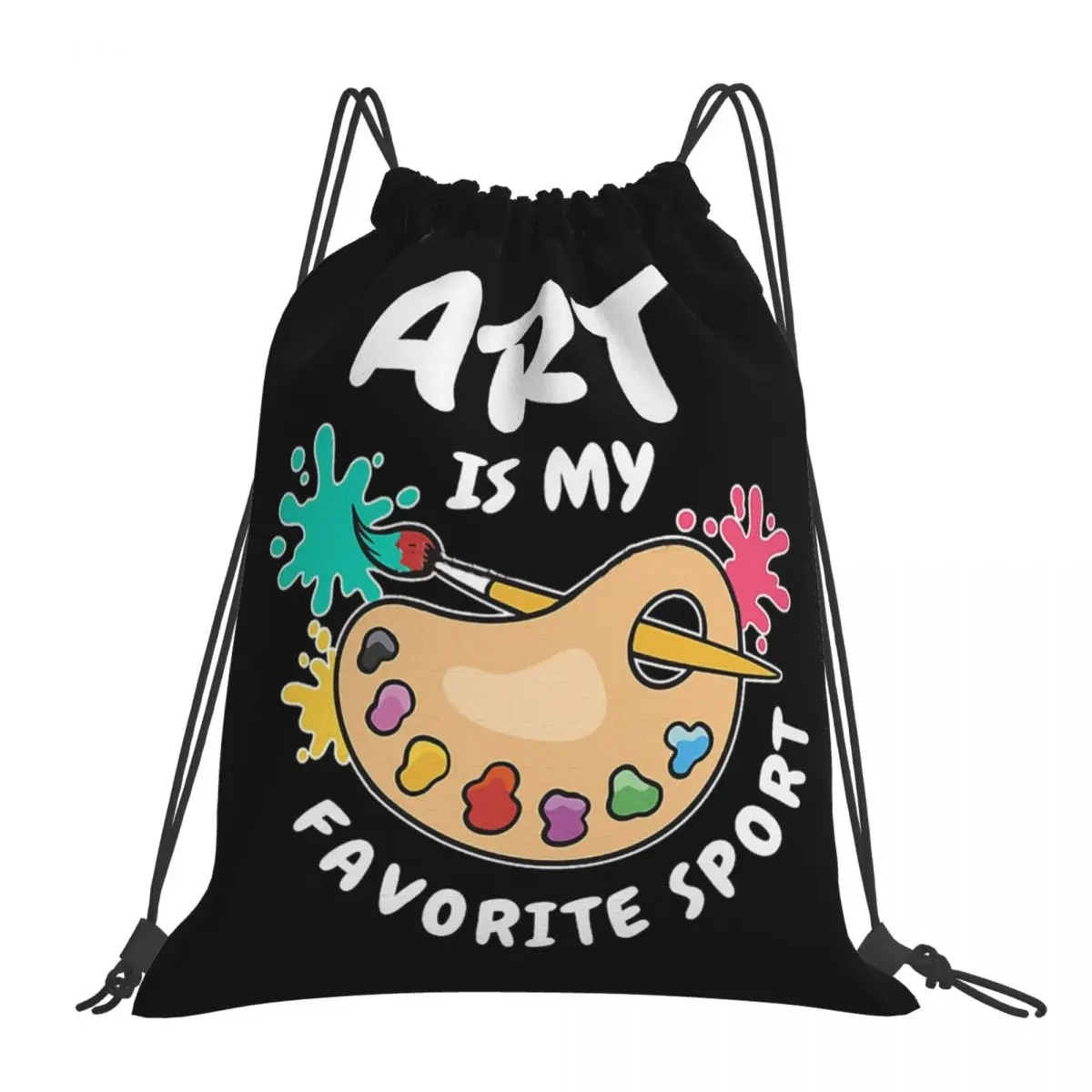 

Art Is My Favorite Sport Backpacks Casual Portable Drawstring Bags Drawstring Bundle Pocket Sports Bag Book Bags For Man Woman