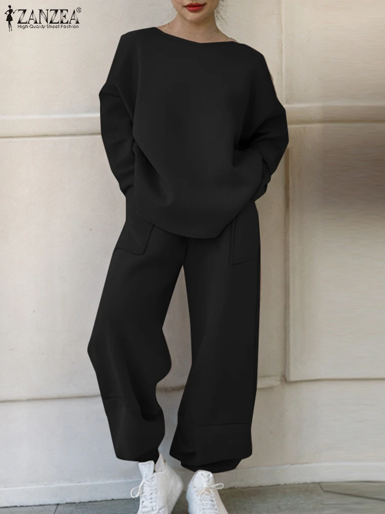 Повседневный черный комплект из двух предметов женские свободные спортивные