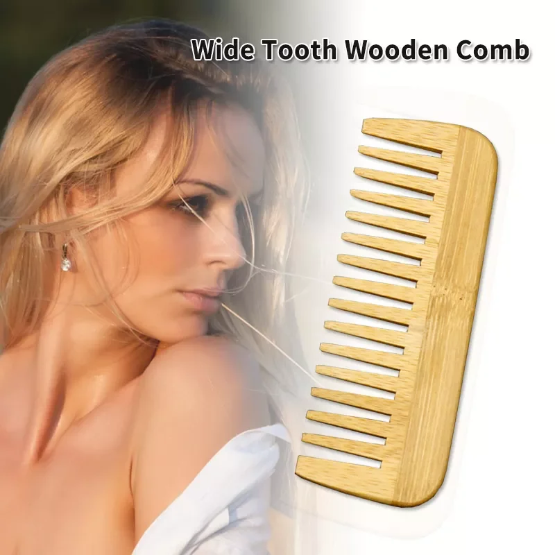 

NEW IN Natural Bamboo Hair Comb Wide Tooth Wholesale Anti-Static Hair Scalp Hair Care Healthy Bamboo Comb For Women Men