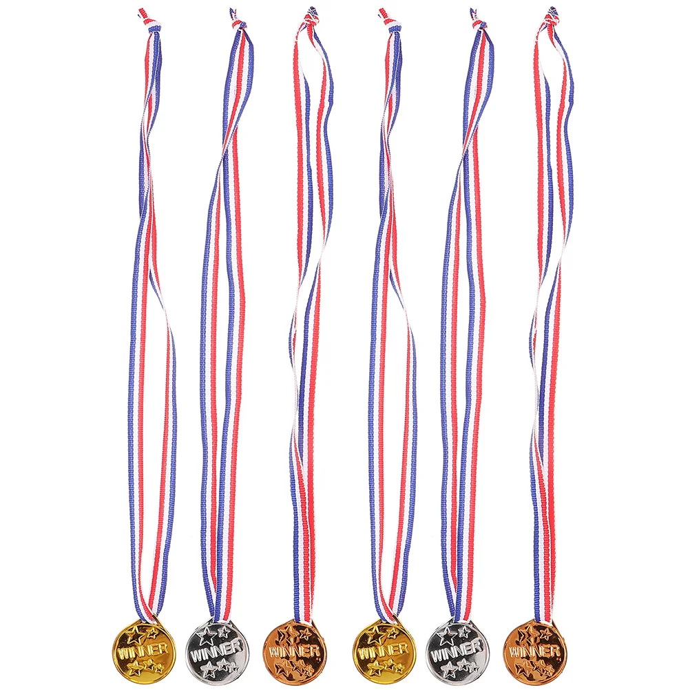 

6pcs Hanging Medals Award Sports Medals Sports Competition Medals with Ribbon