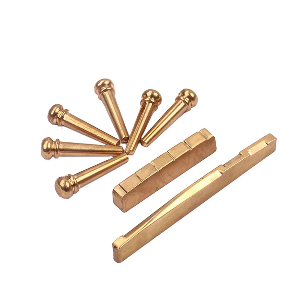 

Brass Bridge With Nut Saddle for Acoustic Guitar Parts Replacement Set