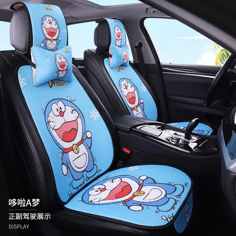Фото Подушка для автомобильного сиденья Doraemon, милая мультяшная индивидуальная льняная дышащая подушка для четырех сезонов, новая сотовая летняя крутая подушка для сиденья №1