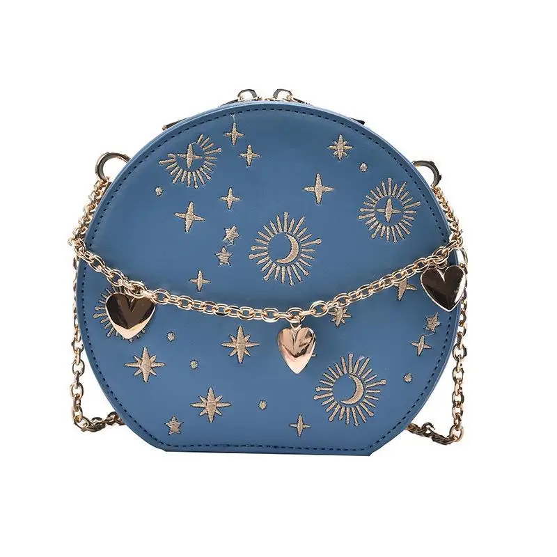 

Fashion Starry Sky Round Bags Women Crossbody Bag Luxury Chain Circular Shoulder Bag Lady Small Embroidery Women's Handbag