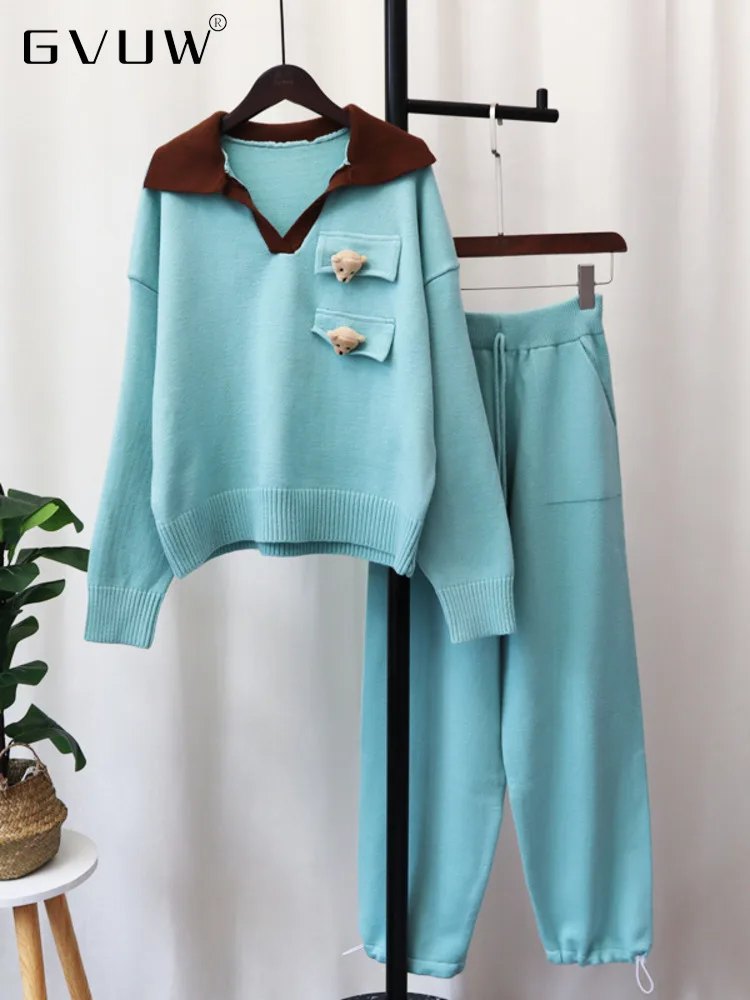 

Женский вязаный свитер с длинным рукавом GVUW, комплект из 2 предметов, модель 17D7278 на осень-зиму, 2023