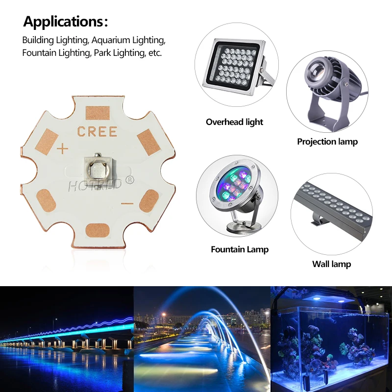 1 Вт 3 5 Светодиодный лампа высокой мощности Королевского синего цвета 450 нм чип Cree