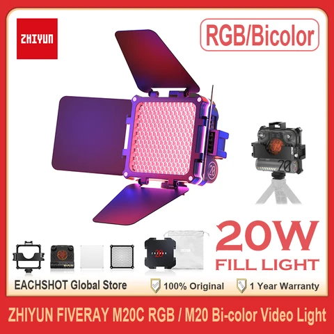 ZHIYUN FIVERAY M20C RGB M20 двухцветный светодиодный видеосвет мощностью 20 Вт, заполняющая лампа для освещения фотостудии, управление приложением для съемок в фотостудии
