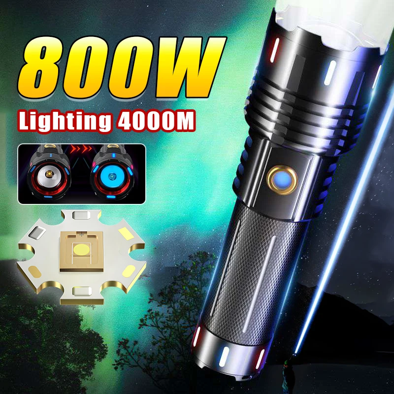 

4000m Led Rechargeable Ultra 18650 Lamp Power Flashlight Flashlights Torch Tactical High Powerful Lanterns Powerful