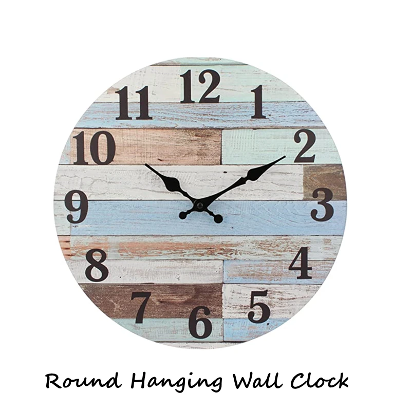 

Wall Clock 10inch Silent Non-Ticking Wooden Wall Clocks Country Rustic Style Decorative for Living Room Kitchen Bathroom Bedroom