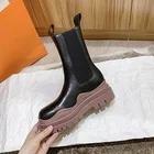 Брендовые дизайнерские ботинки челси для женщин, черные кожаные ботинки с круглым носком, зимние ботинки на толстой платформе и квадратном каблуке, модные женские ботинки