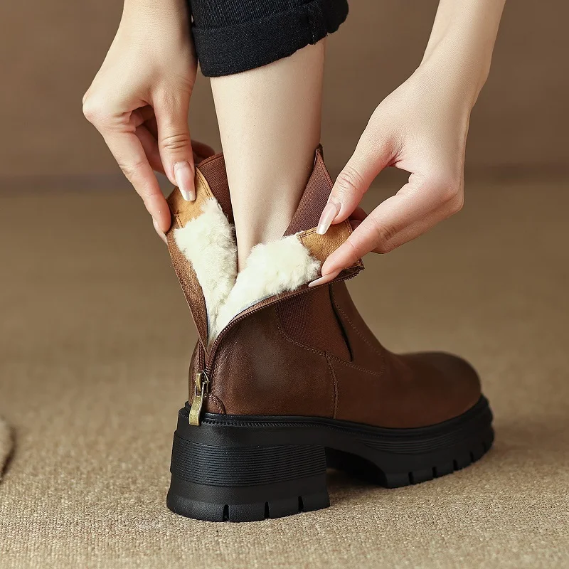 

Женские зимние ботинки из овечьей кожи, до-30 ℃