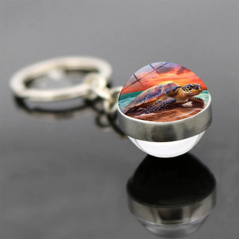 Брелок для ключей с голубыми морскими организмами милый двухсторонний кулон в