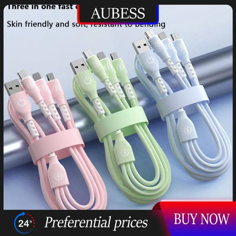 

Fast Charging Fast Charging Phone Date Cable Cherry Powder/matcha Green/sky Blue Usb Cable Stable Data Line Three-in-one 6a