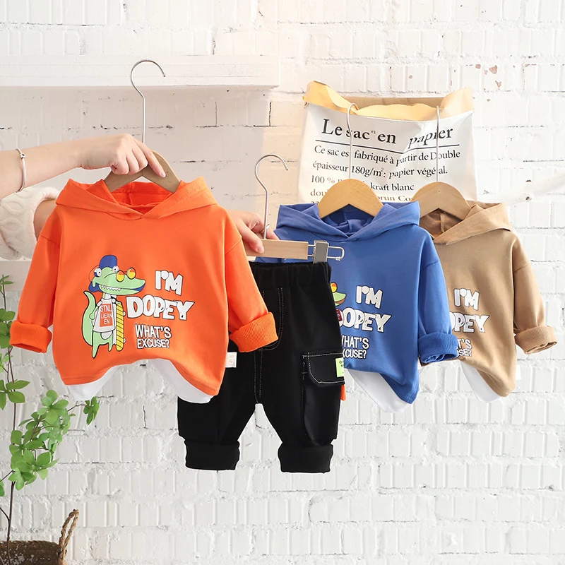 

BHY-Baby Clothes Toddler Boy Clothes- 0-5 Years Old Autumn long-Sleeved Longs Suit Baby Printed Shirt Two-Piece Suit