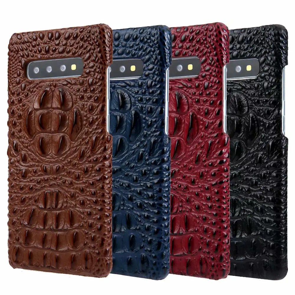 

YXAYN 3D Luxury crocodile Natural Pure leather phone Case For Samsung Note20 ultra9 10 Plus S20 S9 S10E S10 Plus S21 ultra Plus
