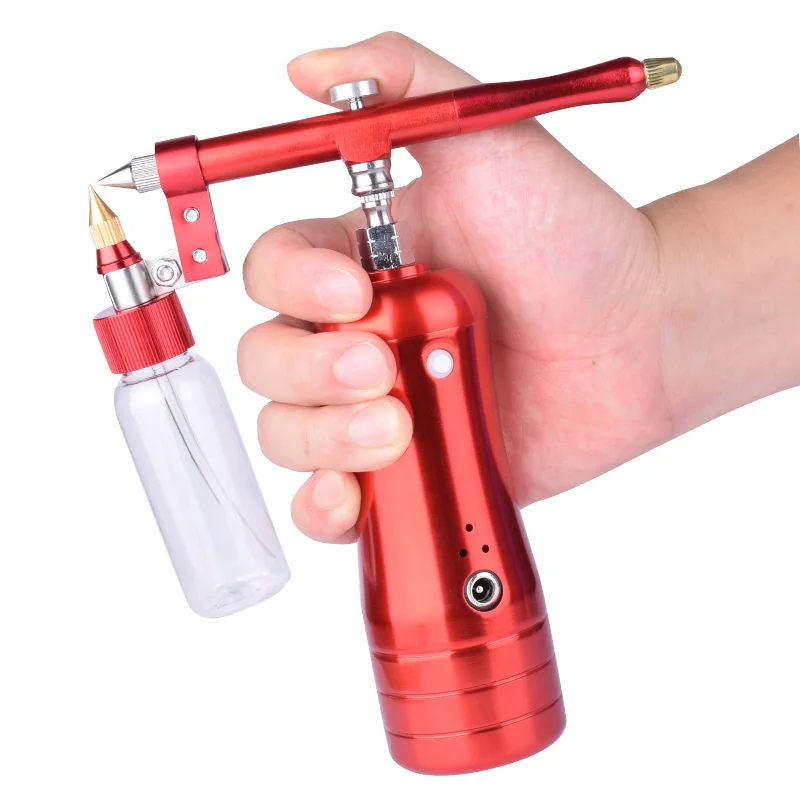 Cleaning free spray gun kit portable automatic micro air brush gun with compressor, quiet, used for art cake nail model painting