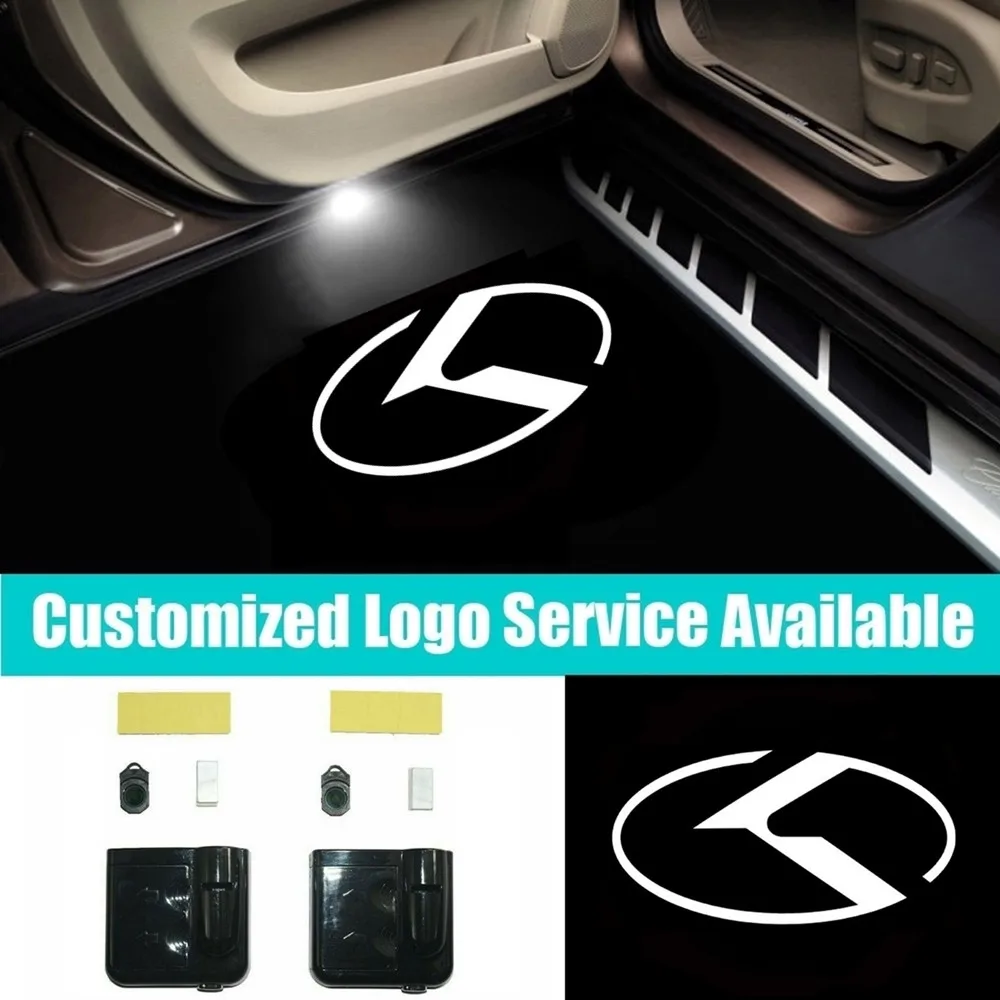 

2Pcs Wireless LED Car Door Welcome Projector White K Shadow Light for KIA Soul Optima Rio Forte Stinger GT K5 Sorento Sedona