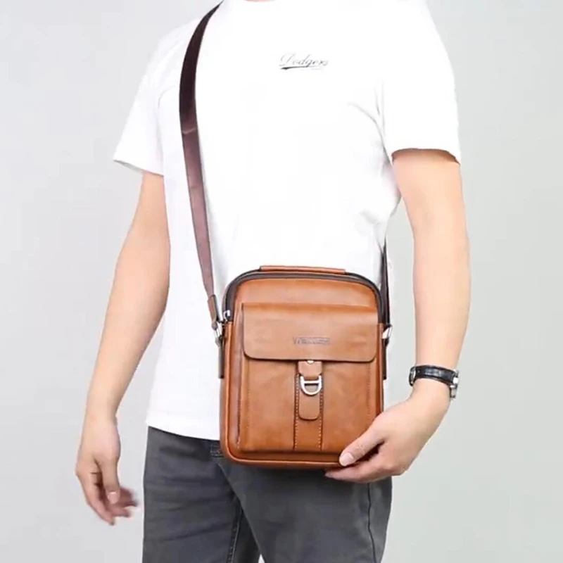 Men'S Shoulder Bag Briefcase PU Leather Square Messenger Handbags Business Designer Messenger Wallets Bolsas Crossbody Bag