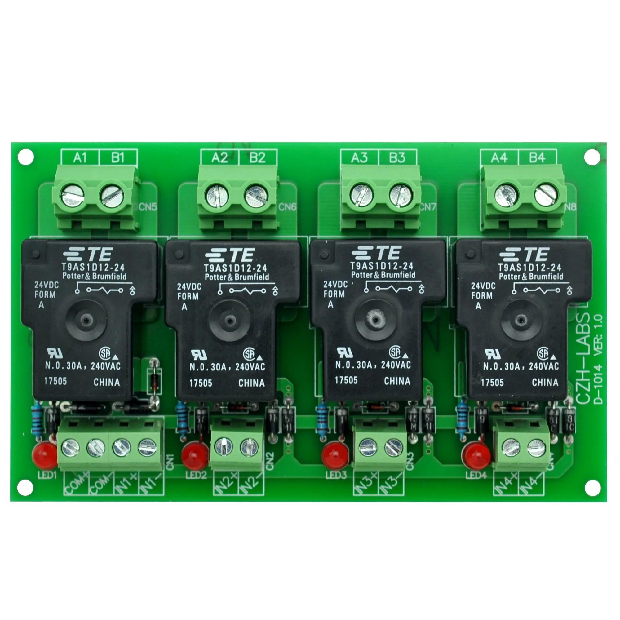 

CZH-Labs 24V, пассивная плата релейного модуля мощности 4 SPST-NO 30Amp.