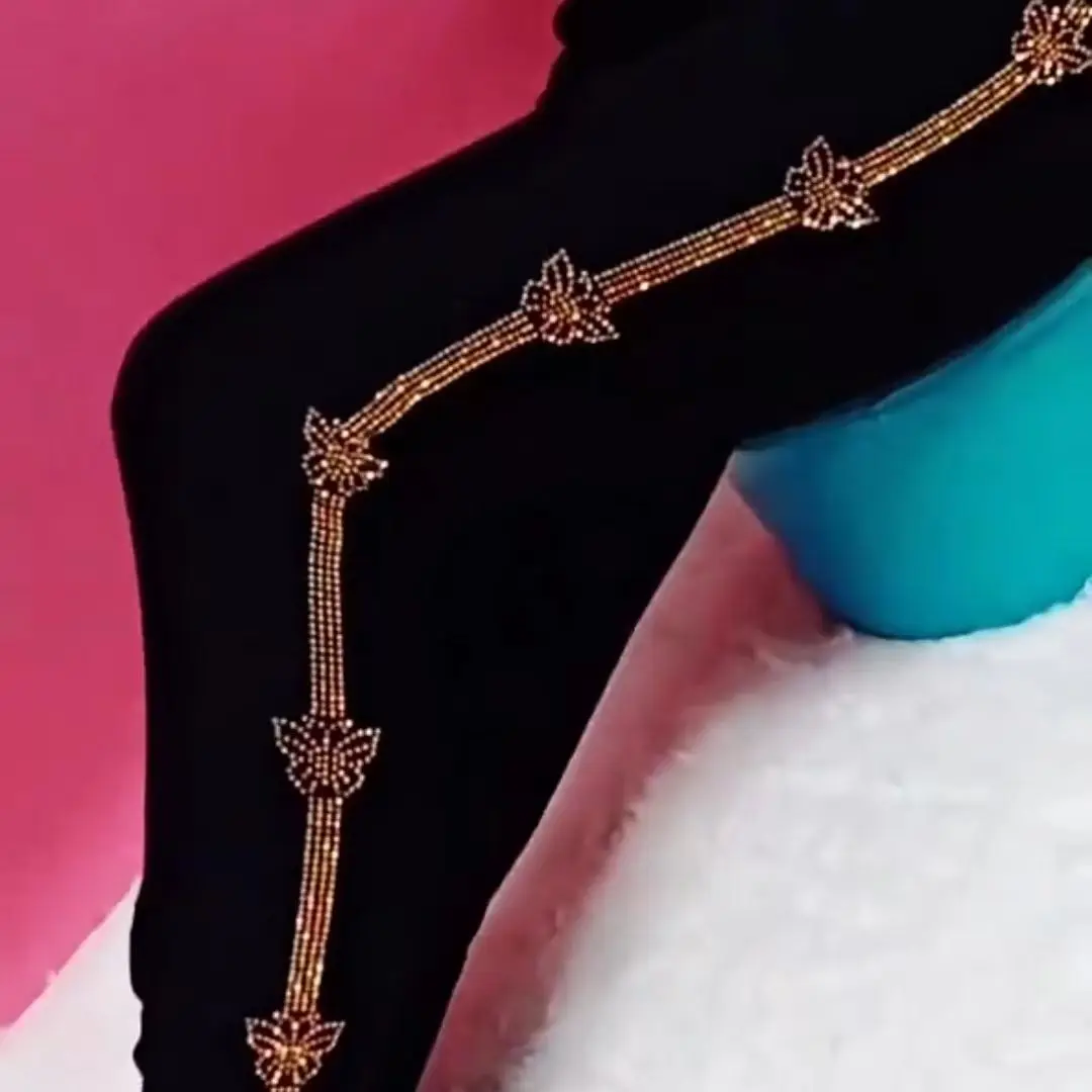 Женские леггинсы с блестками черные и Серебристые брюки-карандаш высокой талией