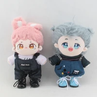 doll clothes plush 20cm fat body idol doll clothes stray kids stuffed animal cute overall shirt pu leather shoes toy doll acces