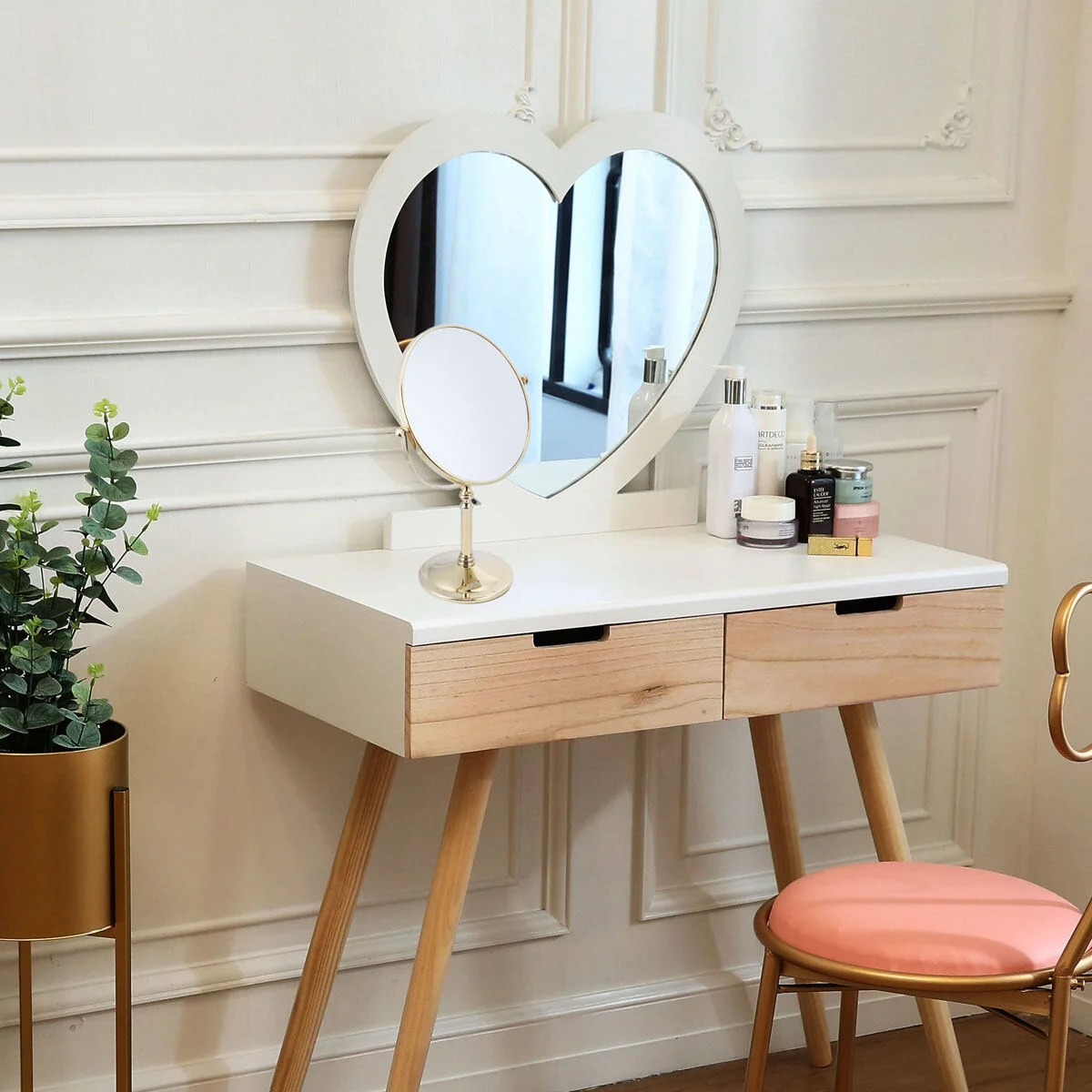 

Double Side Mirror Makeup Tabletop Mirror Desktop Vanity Dresser Mirror