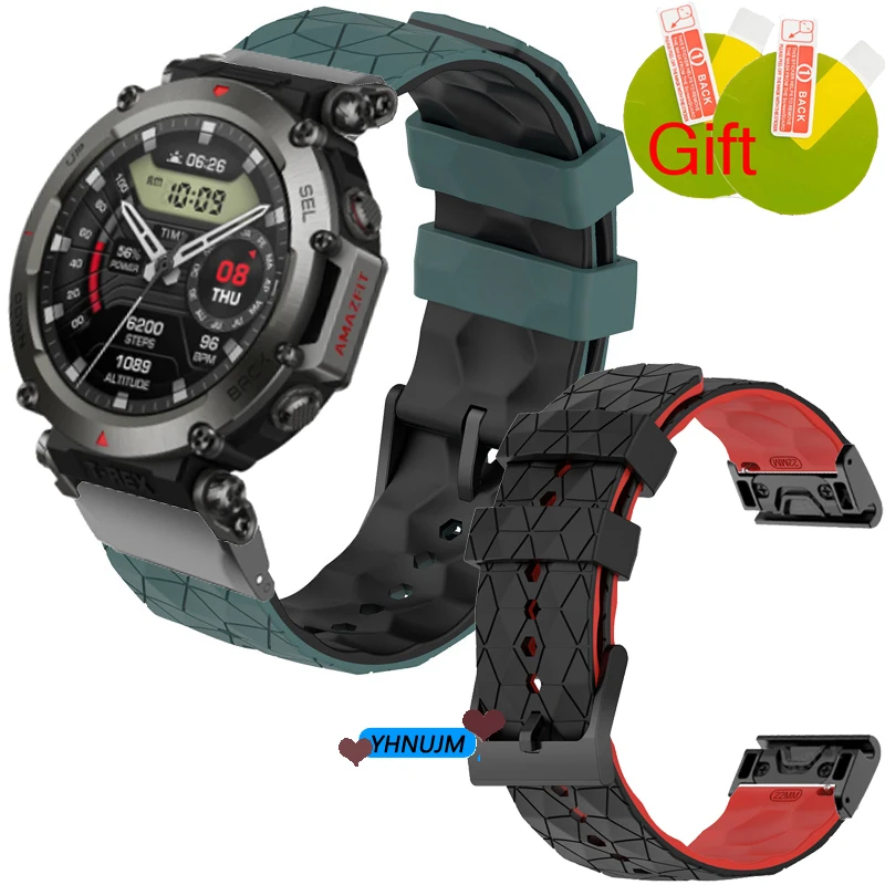 

Silicone Wrist Band For Amazfit T-Rex Ultra Smart Watch Replacement Strap Screen Protector Film