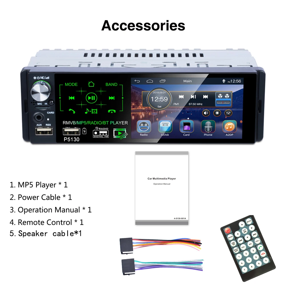 Автомагнитола REAKO P5130 1 Din 4 дюйма Bluetooth сенсорный экран мультимедийный mp5-плеер