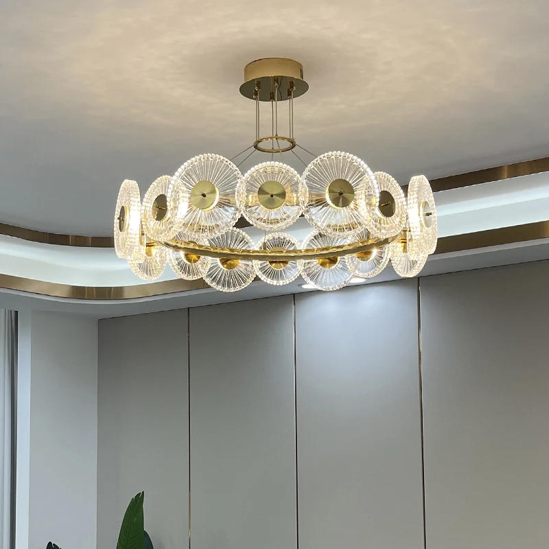 

Luster For Living Room Beautiful Bedroom Lamp Round Crystal Piece Living Room Chandelier Modern Retro Home Decor Pendant light