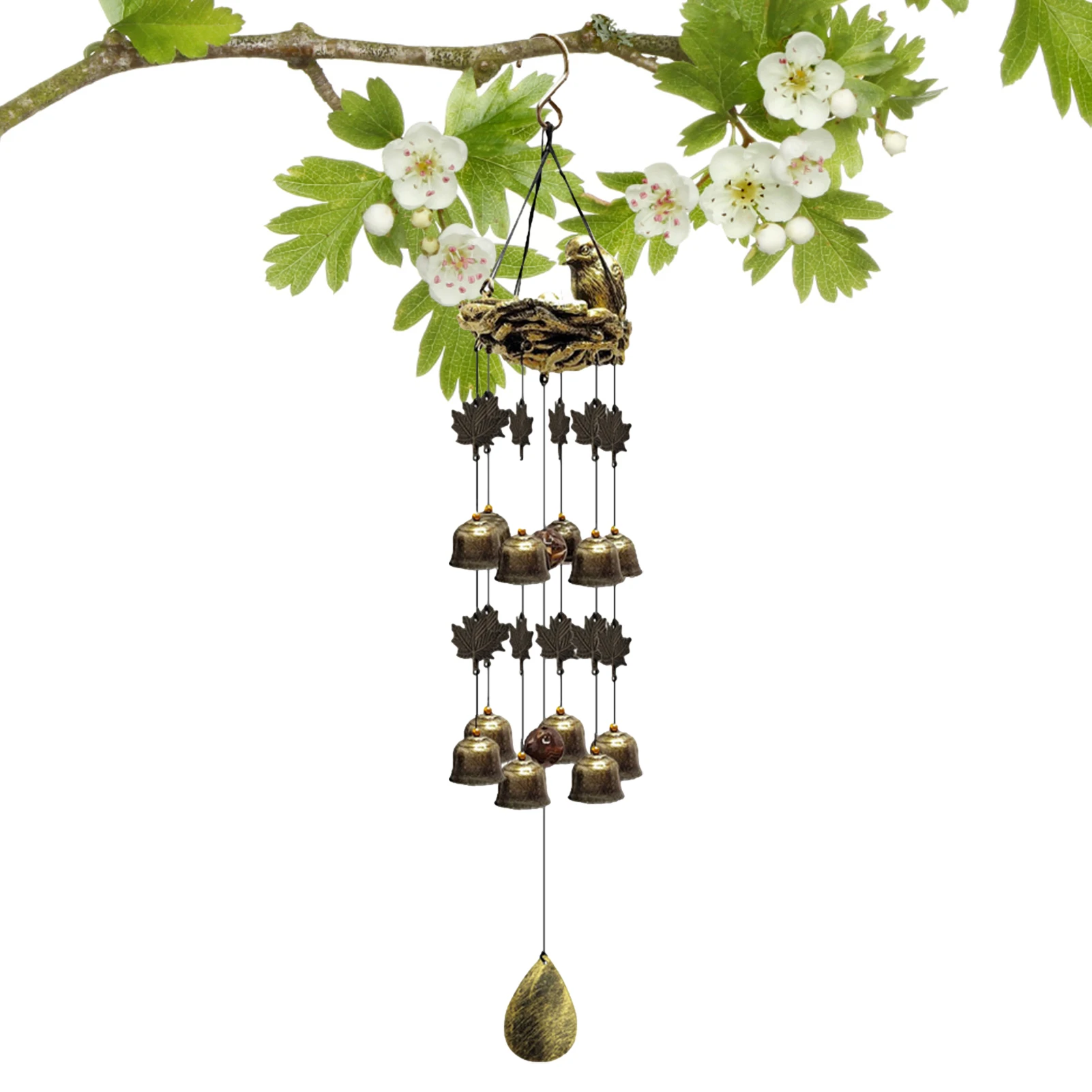 

Bird Nest Wind Chimes Bird Bells Chimes With 12 Bells Wind Chimes For Outdoor Patio Terrace Mother's Gift Garden Decoration