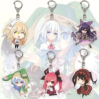 24pcslot date a live anime acrylic keychain tokisaki kurumi yatogami tohka kotori itsuka yoshino key chain for cosplay jewelry