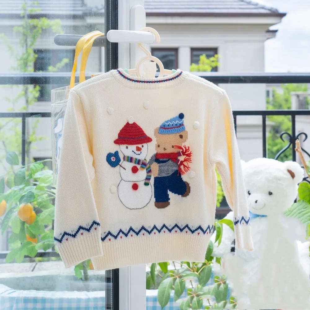 

kids knitted cardigan autumn 2022 baby clothes 50% wool high quality cartoon pattern knitted sweater