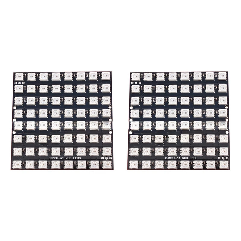 

RISE-2Pcs 8X8 64 LED Matrix WS2812 LED 5050 RGB Full-Color Driver Board For Arduino