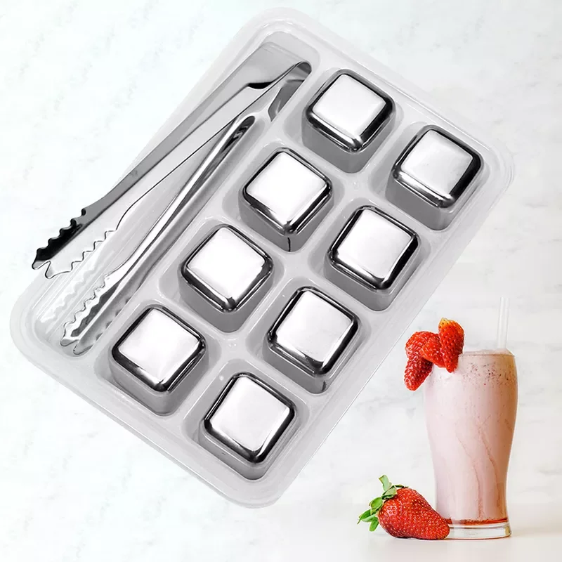 

2022New Ice Cubes For Drinks -Metal Ice Cube - Chills Drinks Without Diluting Them - With Storage Tube with Tongs and Tray