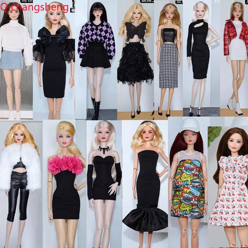 Одежда для куклы Барби 1/6 розовая черная белая аксессуары вечернее платье наряды