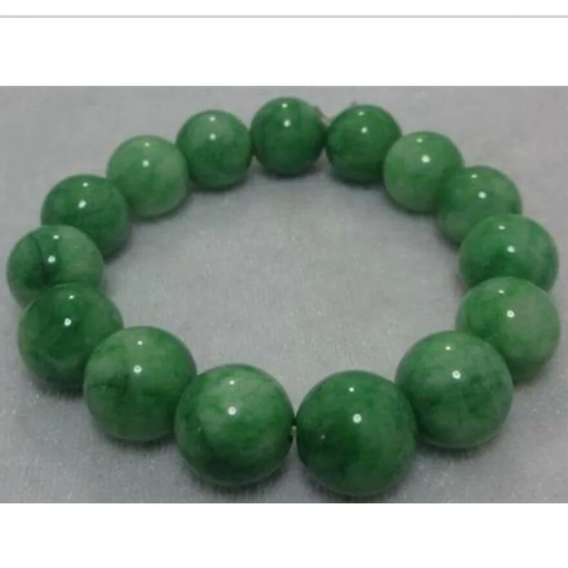 

Fashion jewelry 12mm NATURE BEAUTIFUL GREEN JADE JADEITE BRACELET GREEN HAND CATENARY 7.5"AAA