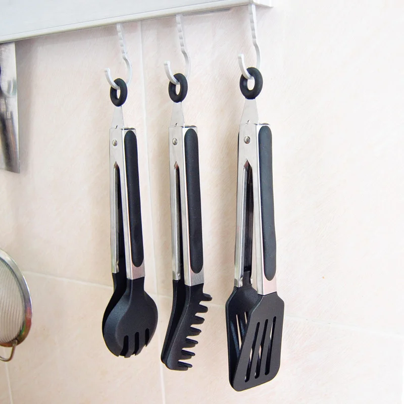 

Silicone BBQ Grilling Tong Kitchen Cooking Salad Bread Serving Tong Non-Stick Barbecue Clip Clamp Stainless Steel Tools Gadgets