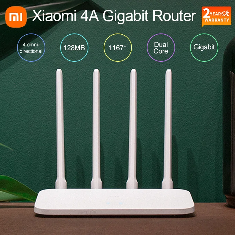 

Youpin Xiaomi Gigabit Version 4A Router 2.4GHz 5GHz WiFi 1167Mbps WiFi Repeater 128MB DDR3 High Gain 4 Antennas Network Extender