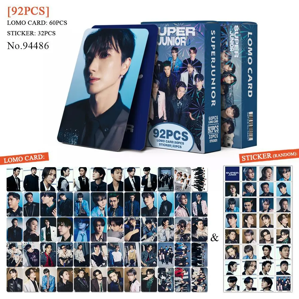 

92 шт./компл. SUPER JUNIOR, новая серия, карты и наклейки Lomo LeeTeuk HeeChul Yesung DongHae SiWon RyeoWook KyuHyun, подарки для фанатов