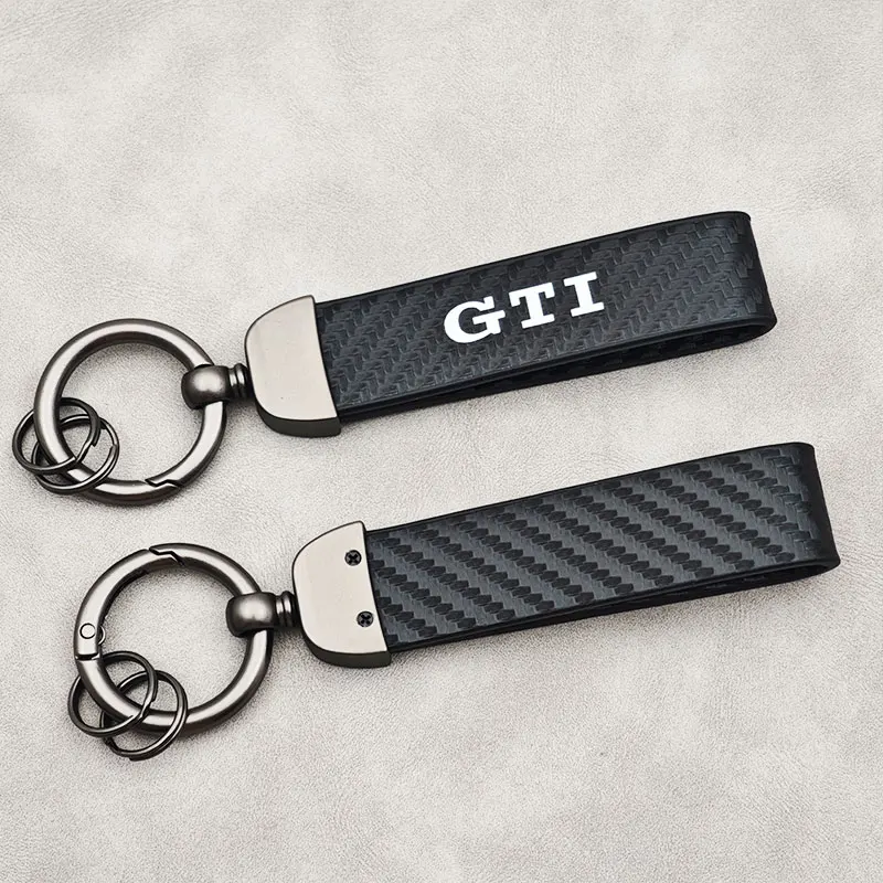 Фото Колпаки-концентраторы Роскошный брелок из углеродистой кожи GTI для женщин и мужчин Брелок для ключей для Volkswagen Golf 4 5 6 7 MK4 MK5 GTI Tiguan Passat Touareg Acc №5