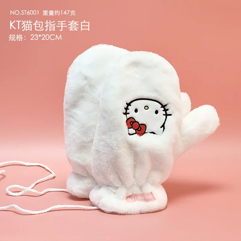 

Kawaii Sanrio Gloves Lovely Cinnamoroll Hello Kitty Cute Plush Gloves Winter Warm Dew Finger Hanging Neck Christmas Girl Gift