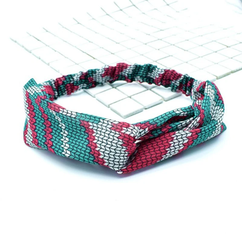 

Hot Sale Elastic Hair Bands For Women Bohemian Print Headbands Retro Cross Turban Bandage Fashion Hair Accessories Soft Hairband