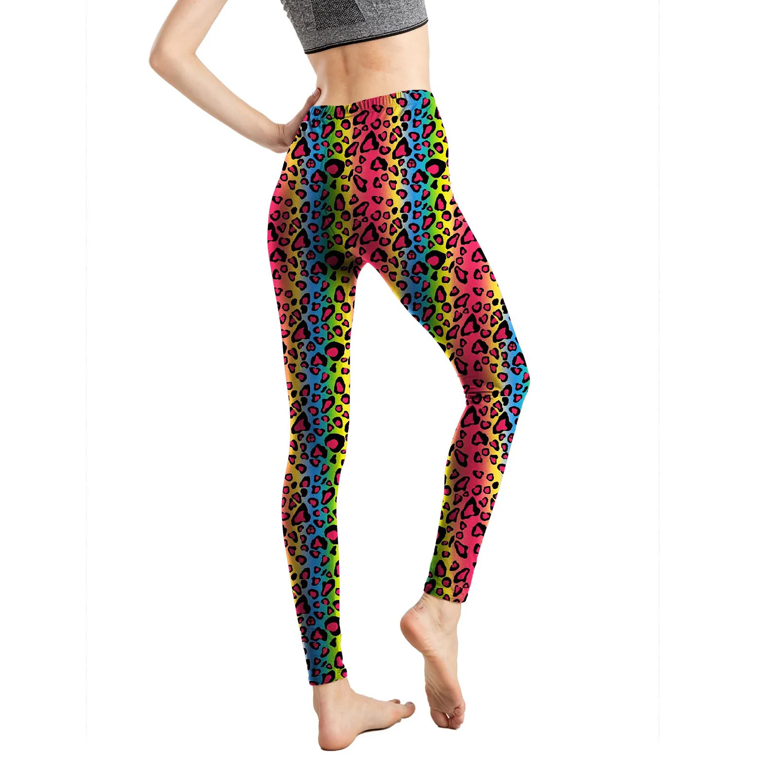 Lady 3D Print Knitted Animal Print Cotton Blended Leggings Women Fitness Elastic Push Up Pants Girl Gym Running Leggings Fitness
